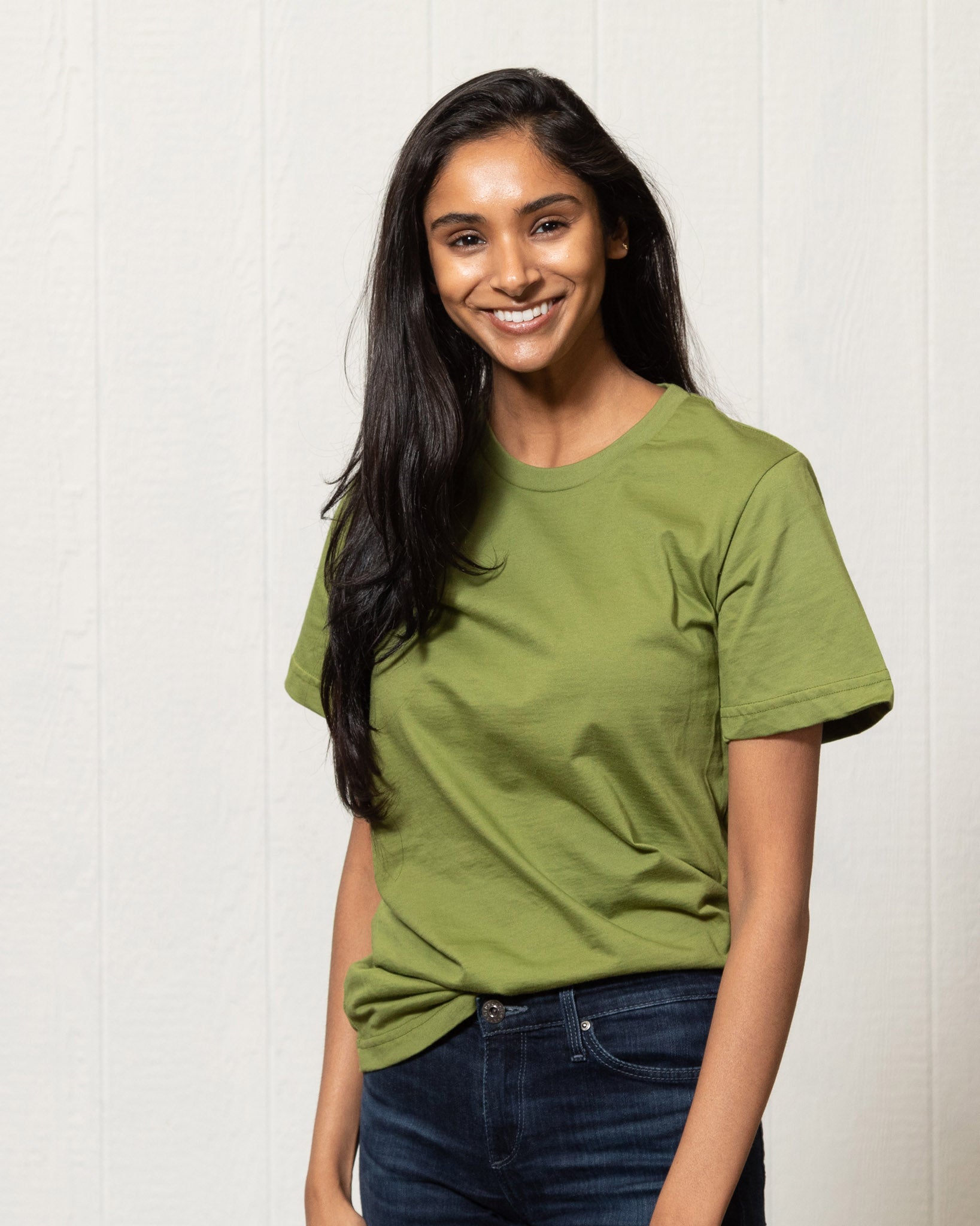 Trisha is wearing a Small Classic Crew